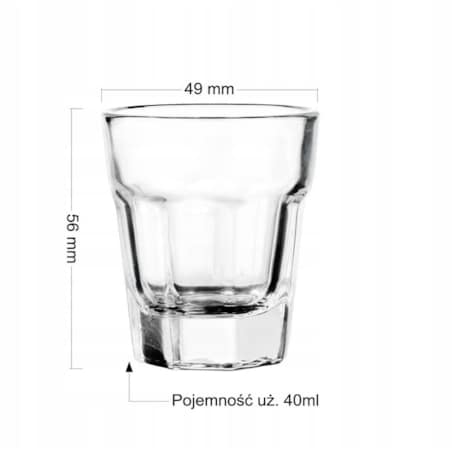 Kieliszek do Wódki Nalewek 40 ml Glasmark Grube z Optykiem Komplet 6 sztuk