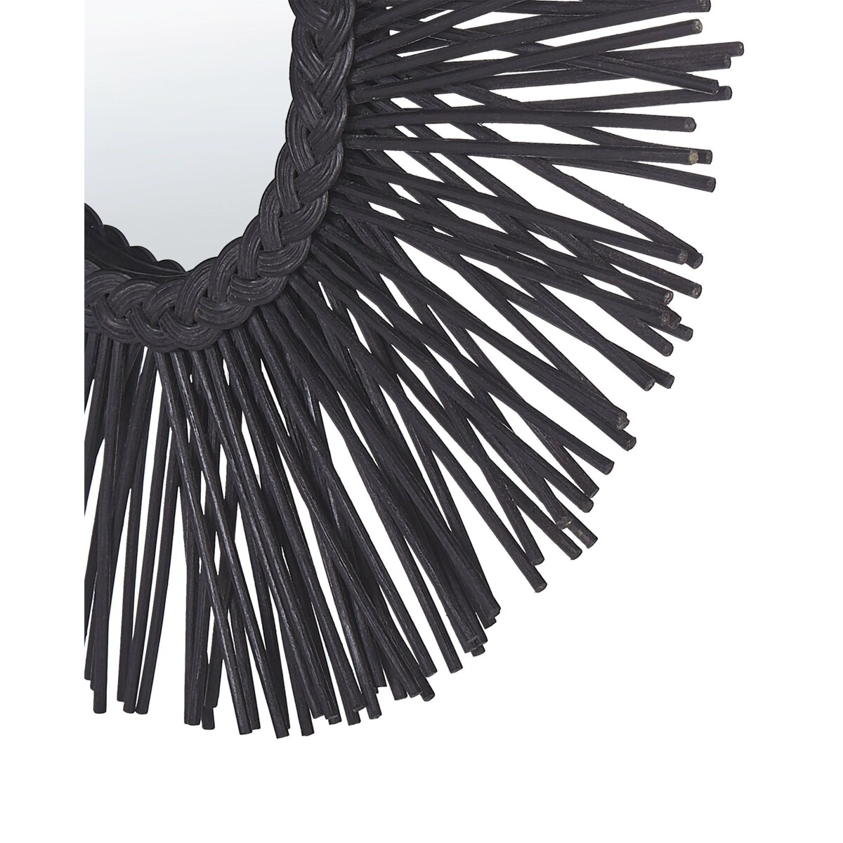 Rattanowe okrągłe lustro ścienne słońce ⌀ 60 cm czarne KALASIN