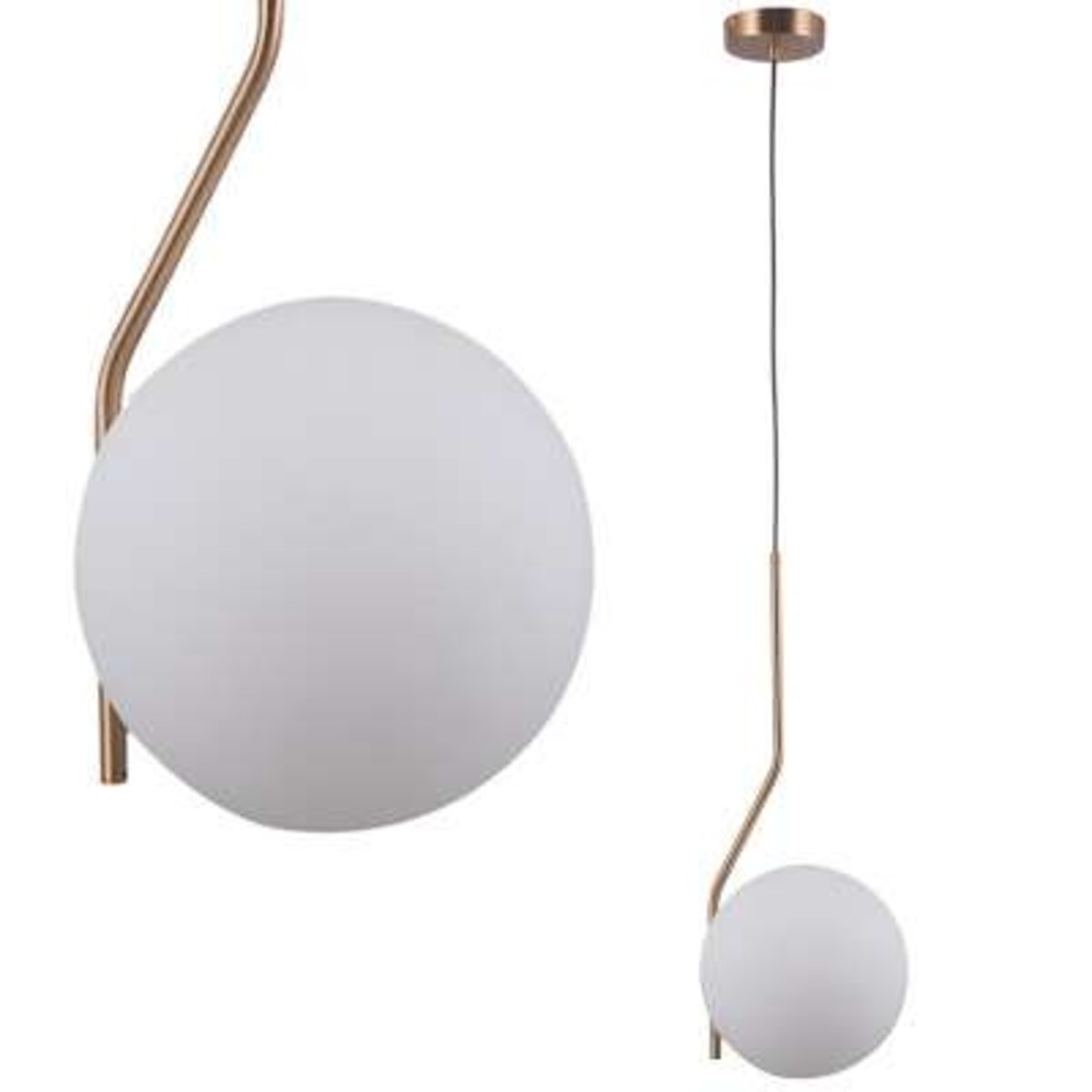 Wisząca LAMPA loftowa CARIMI PND-3300-1-HBR metalowa OPRAWA kula ZWIS szklany mosiądz biały