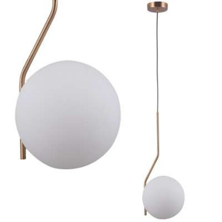 Wisząca LAMPA loftowa CARIMI PND-3300-1-HBR metalowa OPRAWA kula ZWIS szklany mosiądz biały