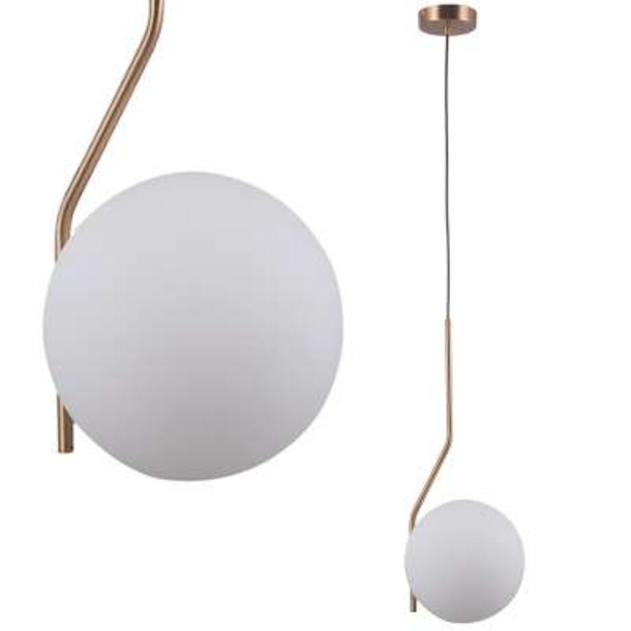 Wisząca LAMPA loftowa CARIMI PND-3300-1-HBR metalowa OPRAWA kula ZWIS szklany mosiądz biały