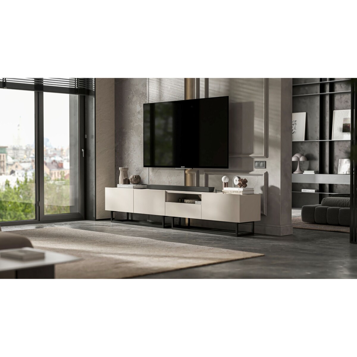 Szafka RTV Loft Kaszmir MAT Komoda RTV Loft Szuflada 240 cm