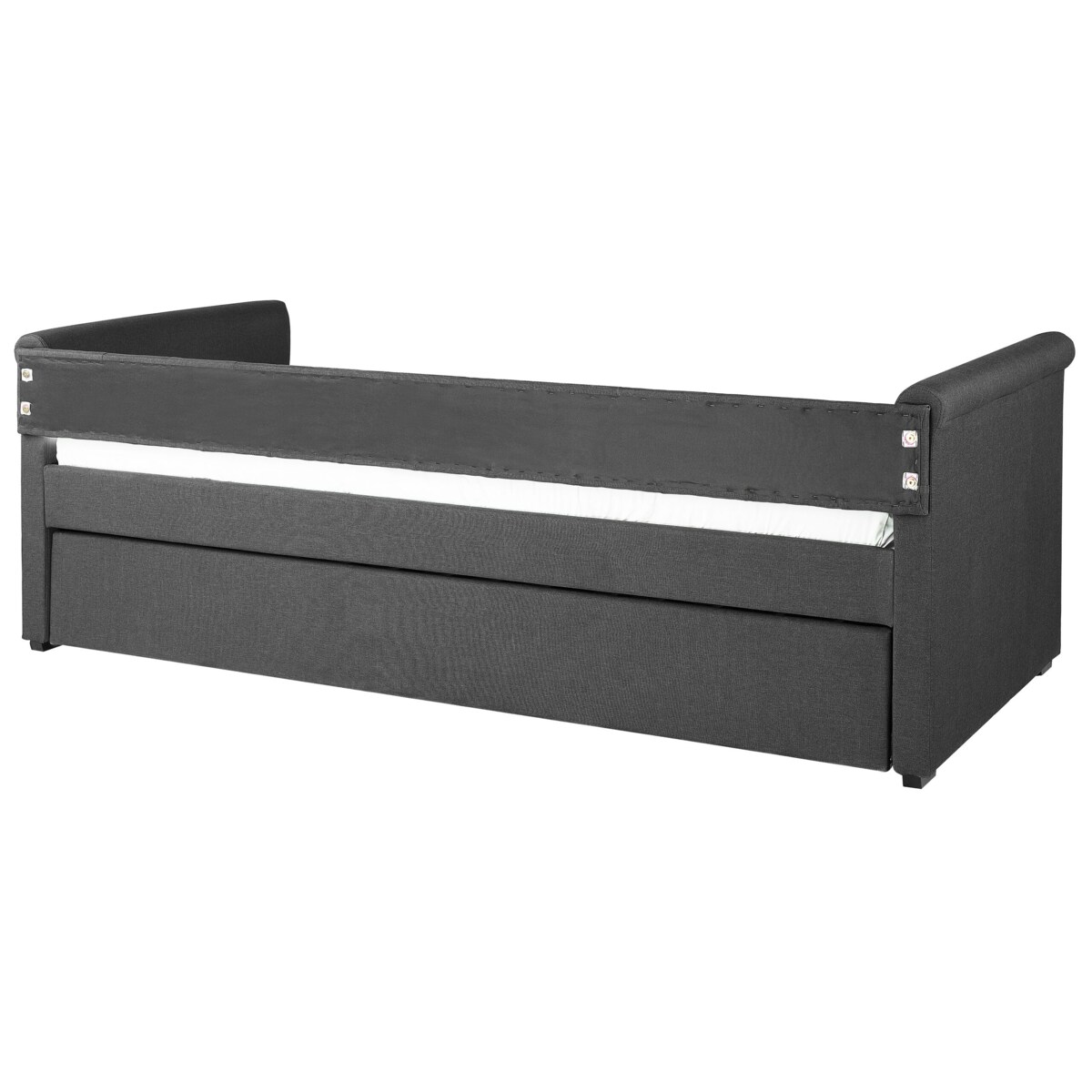 Łóżko wysuwane tapicerowane 90 x 200 cm ciemnoszare LIBOURNE