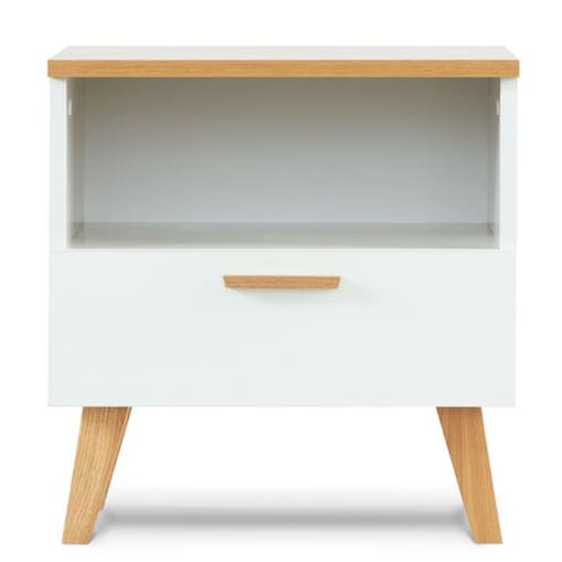 KONSIMO FRISK Biała szafka nocna w stylu skandynawskim