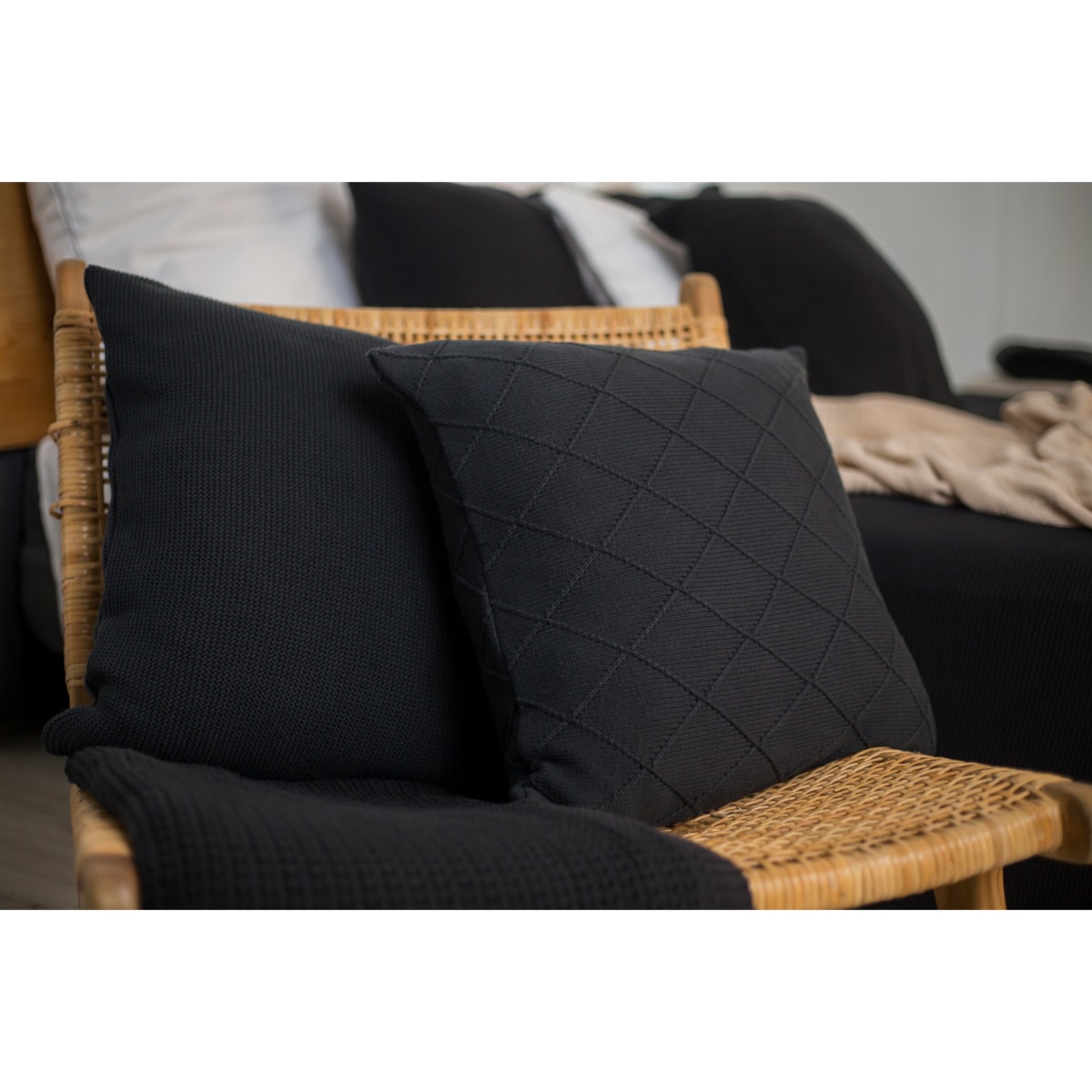 Poszewka romby kwadratowa grafitowa, , La Manta