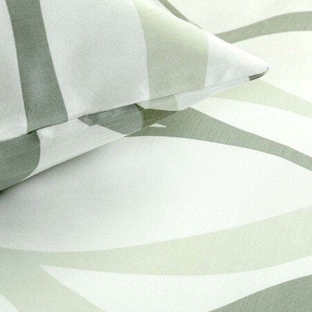 Pościel satyna bawełniana 200x220 Exclusive Grace zielona w dekoracyjne liście