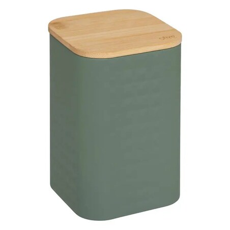 Pojemnik metalowy z bambusową pokrywą, EXTRA, 1.2 L zielony