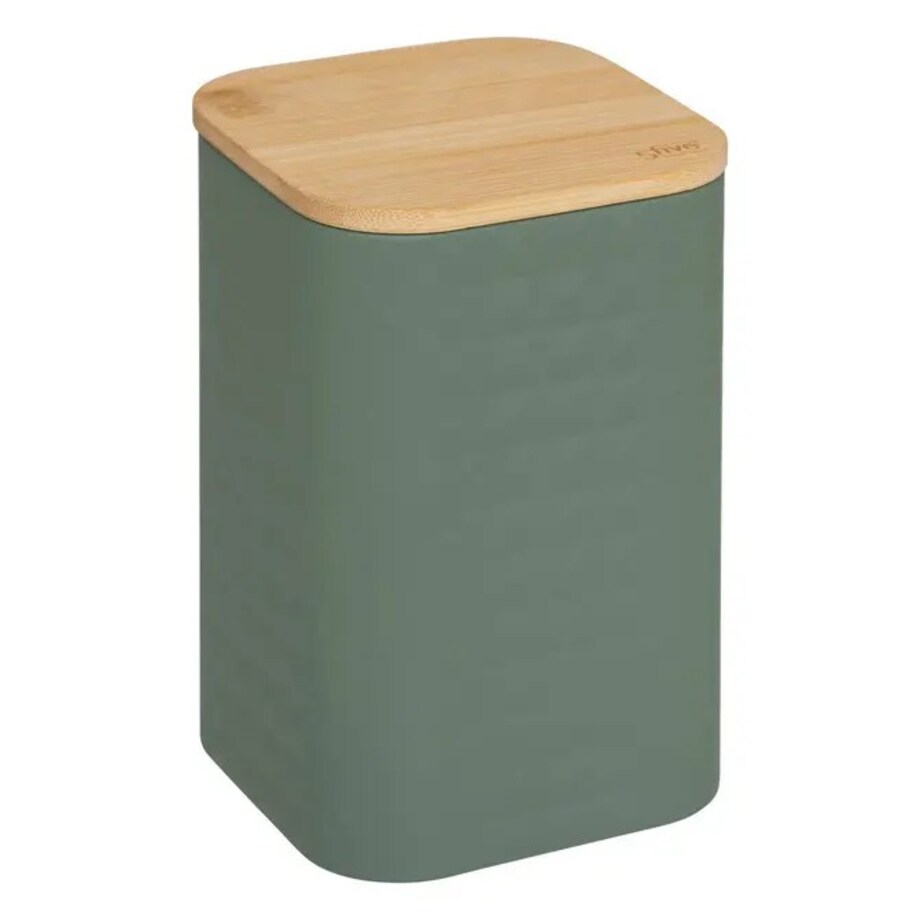 Pojemnik metalowy z bambusową pokrywą, EXTRA, 1.2 L zielony