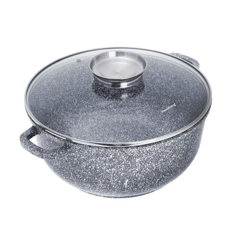 Garnek z powłoką marmurową marmurkowy szary indukcja gaz 6.5L 28cm KLAUSBERG