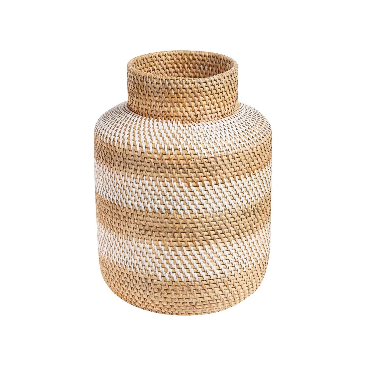 Wazon dekoracyjny rattanowy 36 cm biało-beżowy RENUN