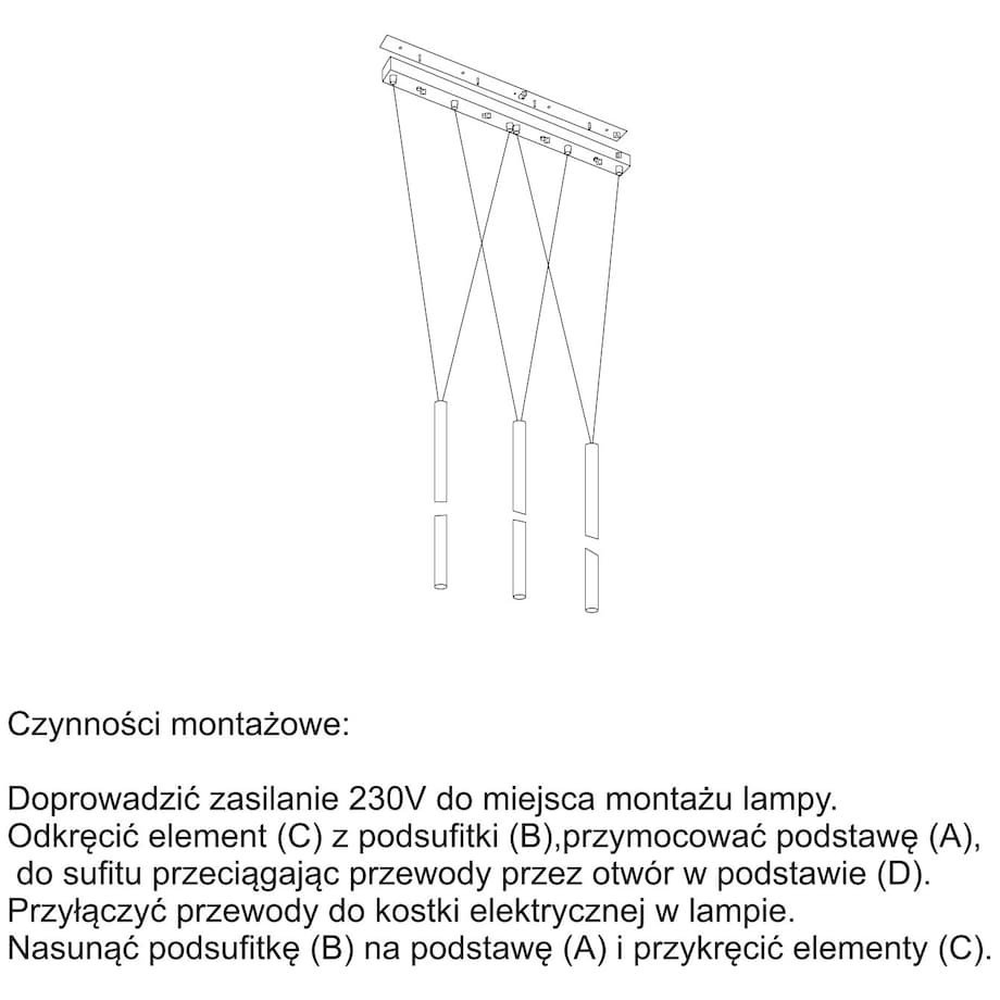 Loftowa LAMPA wisząca MIAKI 7946 Shilo metalowa OPRAWA zwis tuby czarny