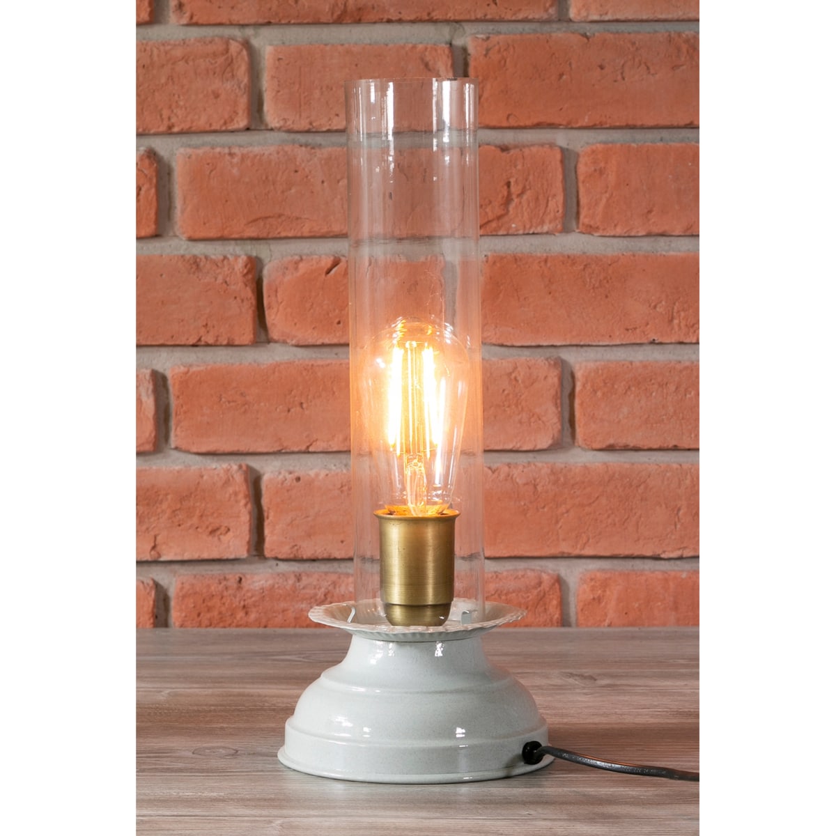 LAMPA stołowa nocna Stone SZKLANY KLOSZ szara
