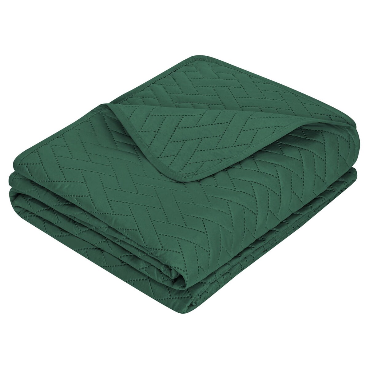 Butelkowa Zieleń Narzuta Pikowana na Łóżko 140 x 200 Dash