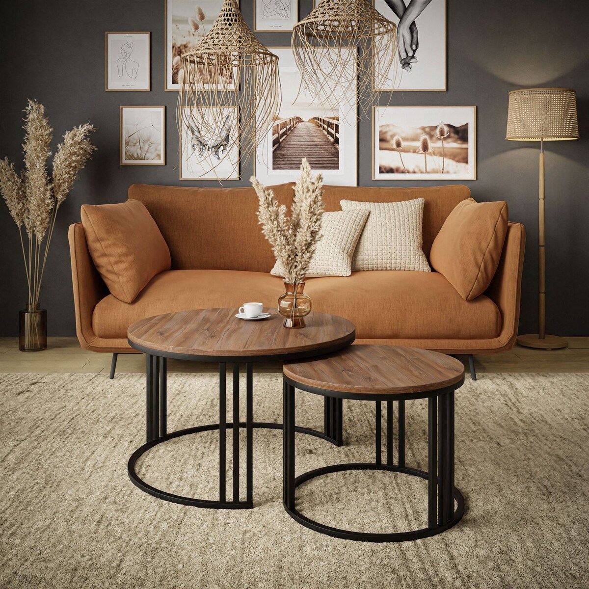 Stolik kawowy LORI 2w1 czarny dąb stirling