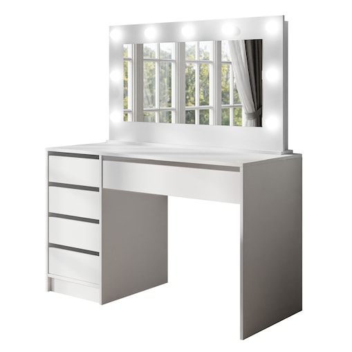 Toaletka MADA z lustrem i oświetleniem biały mat