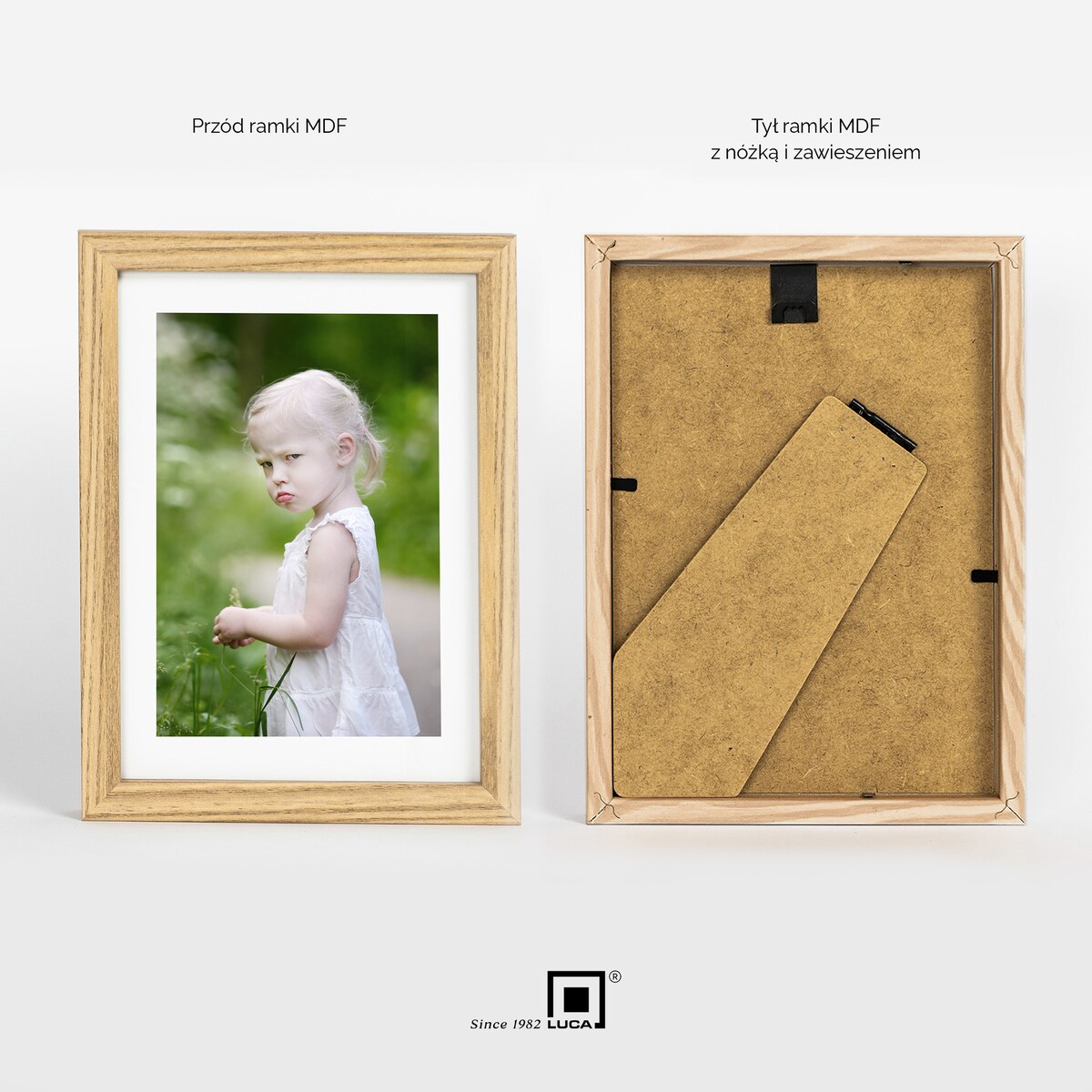 Ramka na zdjęcia 13x18 cm brązowa rama MDF z plexi do postawienia powieszenia klasyczna ramka