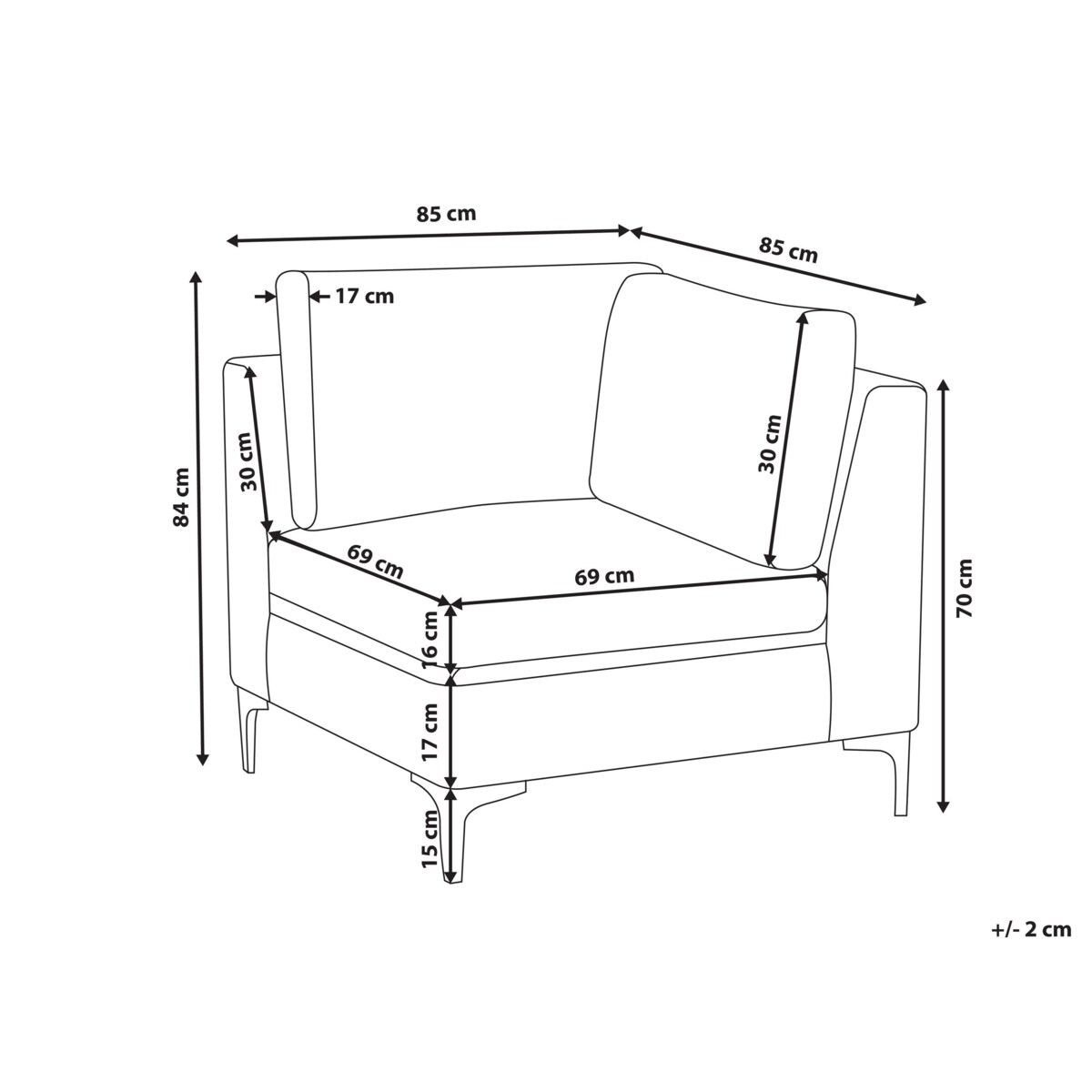 Moduł narożny welurowy różowy EVJA