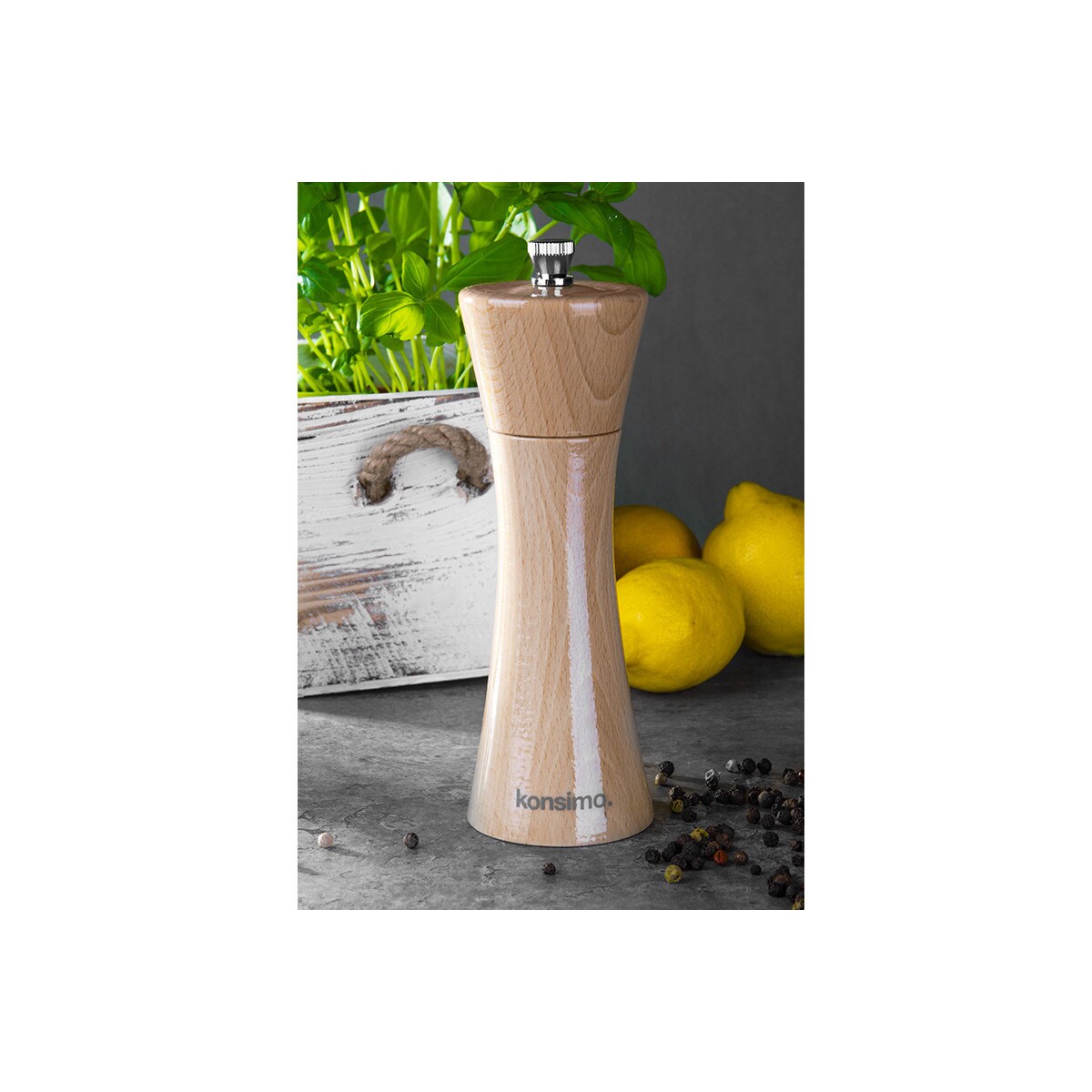 Konsimo SALPE Komplet dwóch młynków, 18 cm buk, buk
