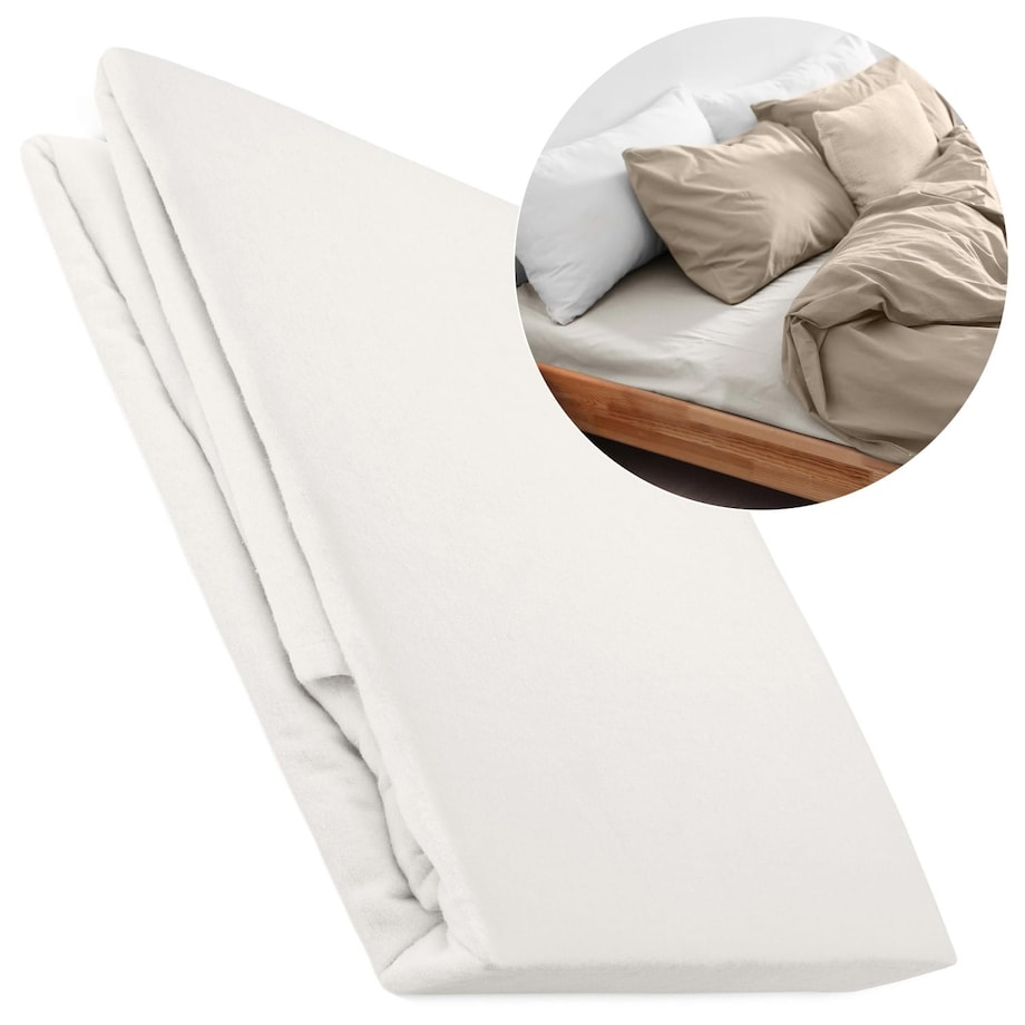 Prześcieradło flanela bez gumki 220x210 kolor ecru