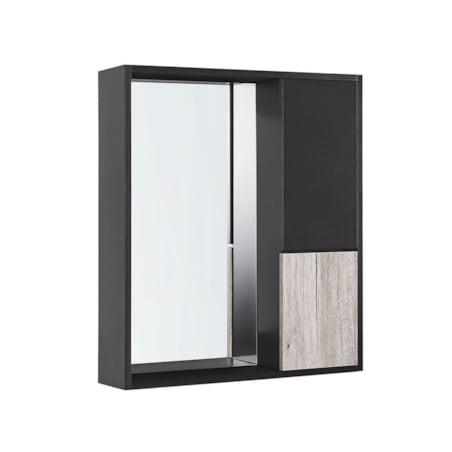 Zestaw mebli łazienkowych z umywalką 60 cm jasne drewno z czarnym TERUEL