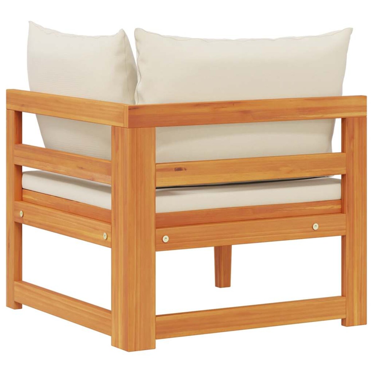 vidaXL Moduł sofy narożnej, kremowe poduszki, lite drewno akacjowe