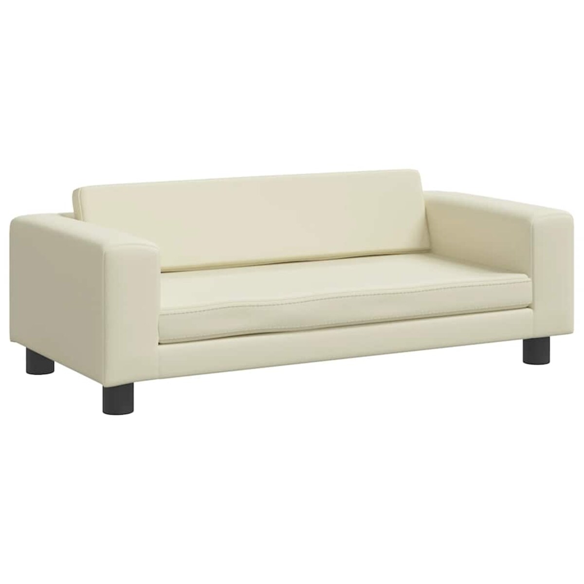 vidaXL Sofa dziecięca z podnóżkiem, kremowa, 100x50x30 cm, ekoskóra