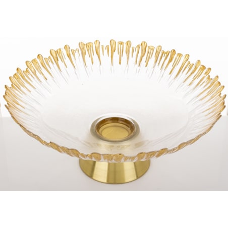 Patera szklana na złotej nóżce 15x33x33 cm SINHA-2 głęboka