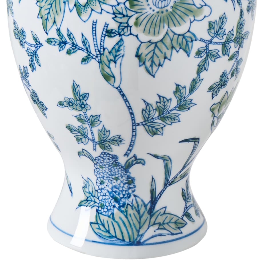 Wazon na kwiaty LLANES Porcelana 36 cm Biały/ niebieski