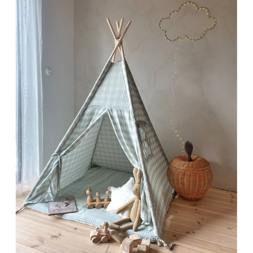 Mint – tipi, namiot dla dzieci z matą podłogową z dwustronnego muślinu