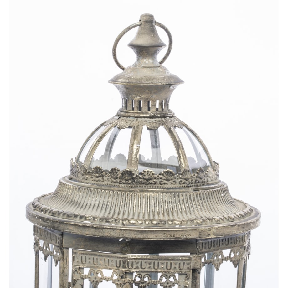 Komplet 2 lampionów metalowych beżowych BISETTE 80x28x28 i 58x22x22 cm