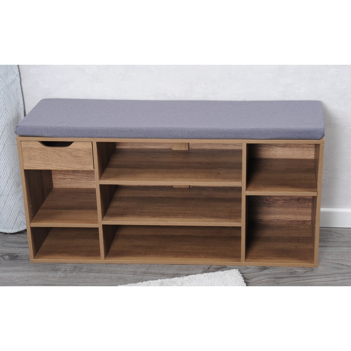 Szafka na buty z szufladą i miękkim siedziskiem, 101 x 29 x 48 cm