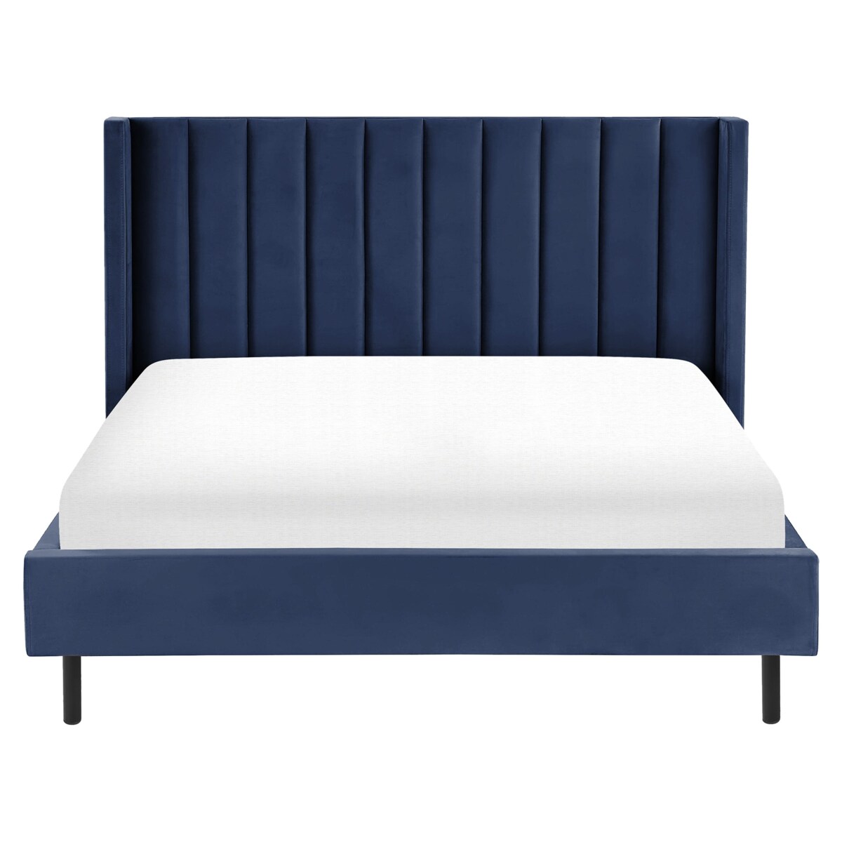 Łóżko Welur VILLETTE 160 x 200 cm Granatowy