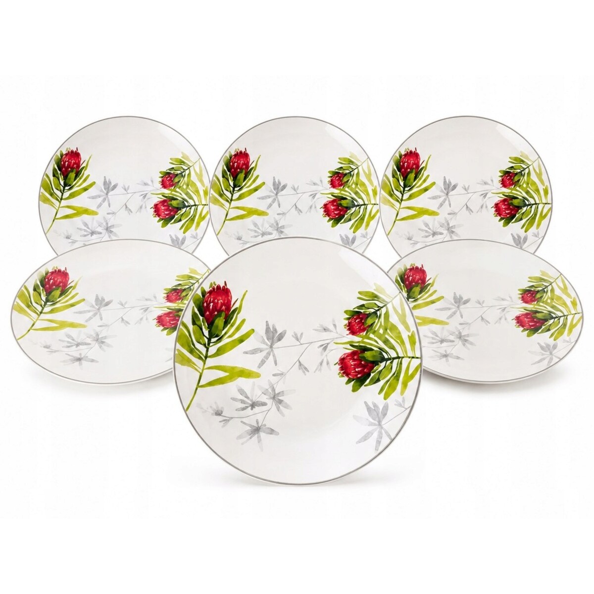 Zestaw Talerzy Płytkich 27cm 6 szt Kwiaty Floral Premium obiadowe duży