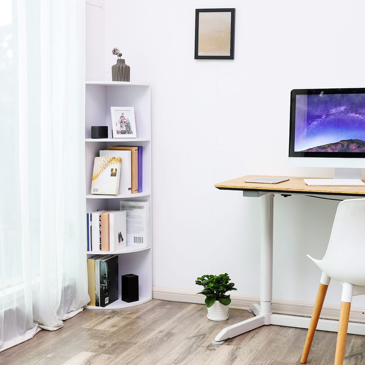 Regał Narożny 30X30X129,5 Cm Biały