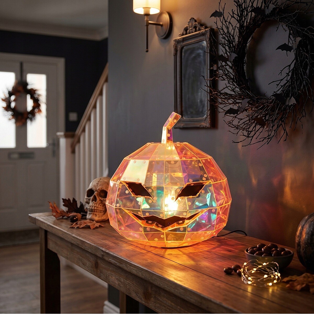 LAMPION DYNIA LED NA HALLOWEEN JESIEŃ 30cm DO SALONU DOMU ŚWIECĄCY DO DOMU