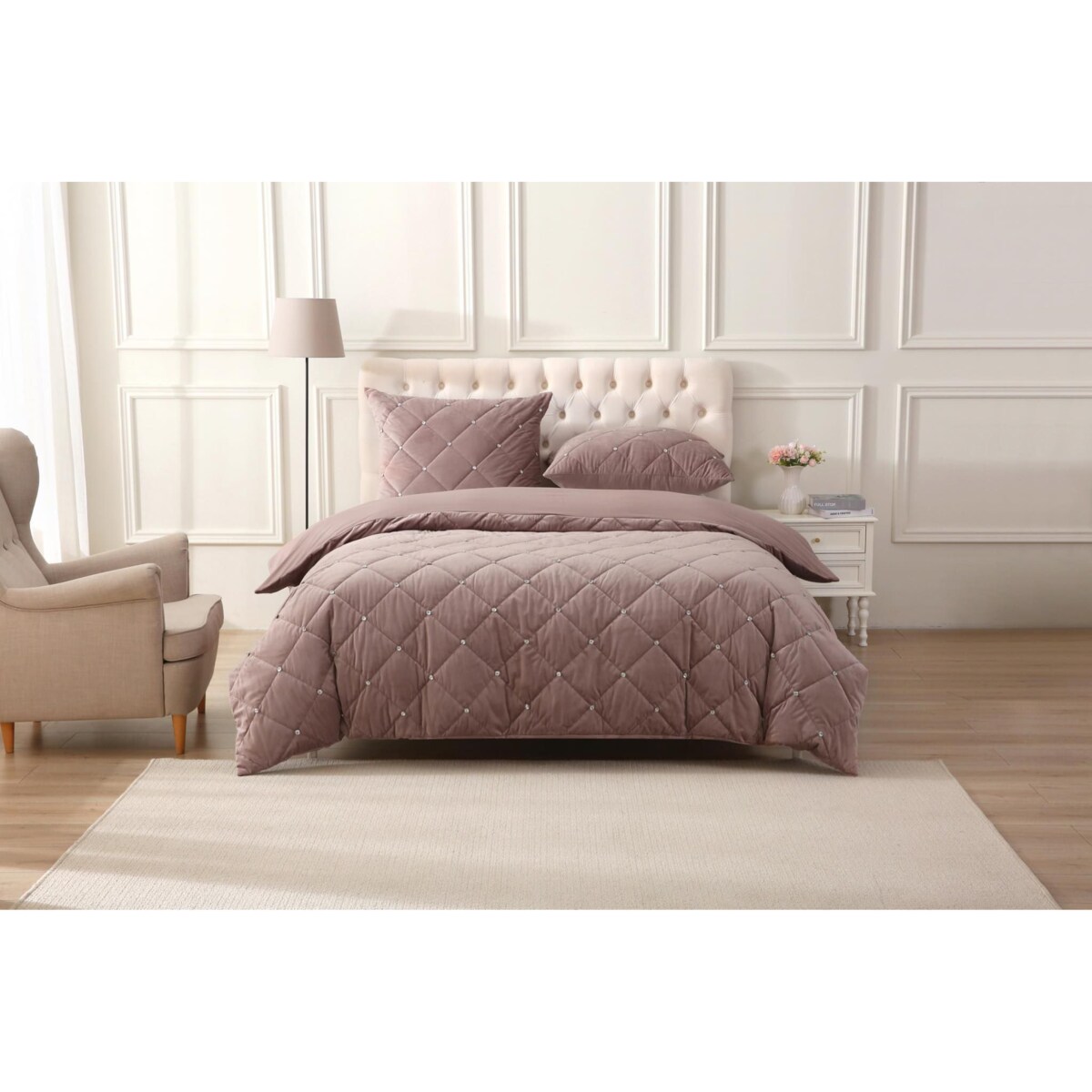 narzuta "diamond" 200x220 cm brudny róż NOWOŚĆ