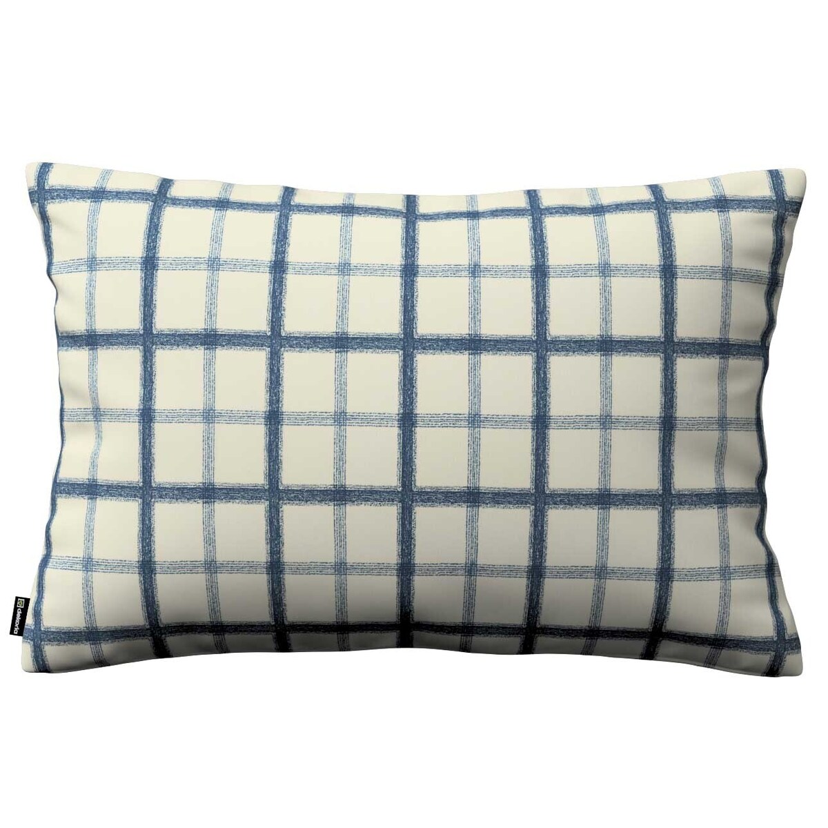 Poszewka Kinga na poduszkę prostokątną 60x40 niebieska kratka tle ecru