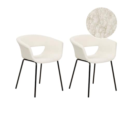 Zestaw 2 krzeseł do jadalni ELMA Boucle Złamana biel