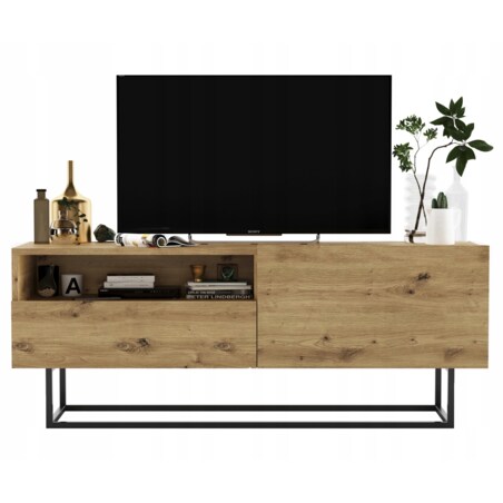 Szafka RTV Loft Industrialna Komoda RTV Szuflada Dąb Artisan Mat 120 cm