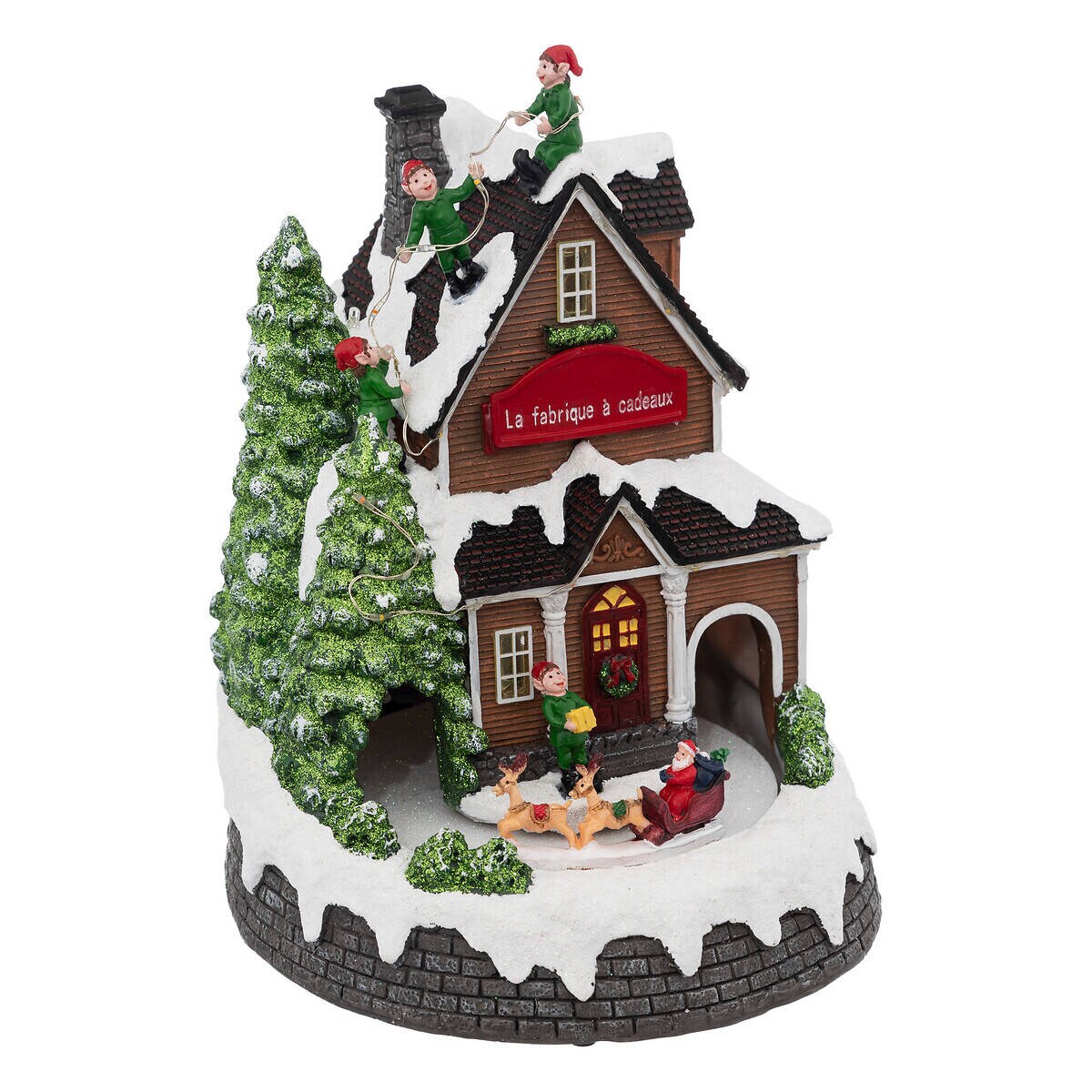 Ruchoma dekoracja świąteczna, fabryka prezentów, 20 x 25,5 cm