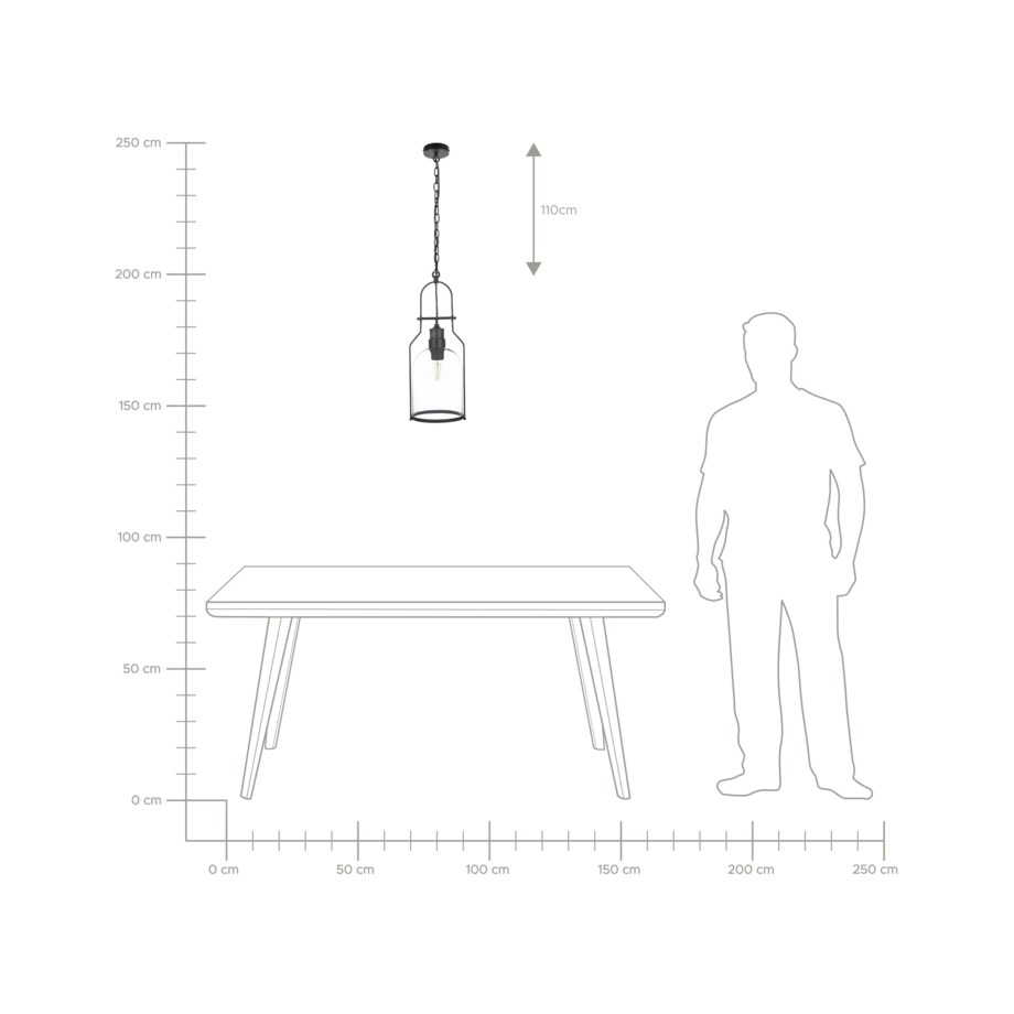 Lampa wisząca metalowa czarna BASHILO