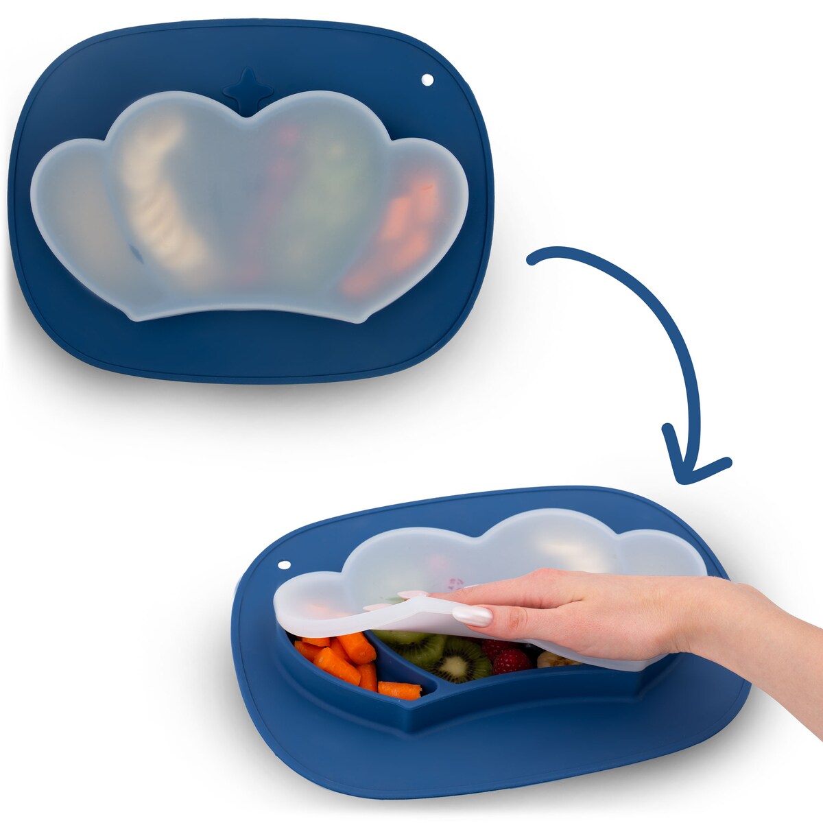 Talerzyk dla dziecka silikonowy do karmienia Korona niebieski Ricokids