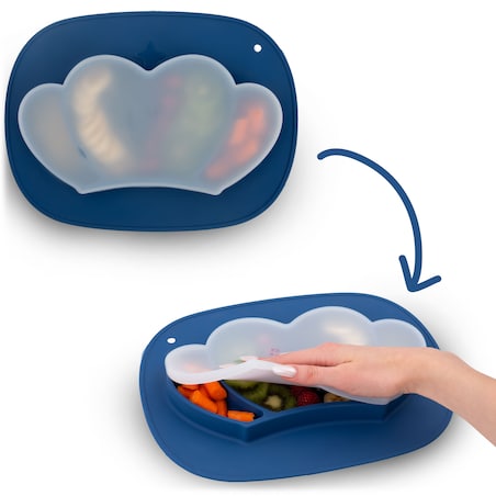 Talerzyk dla dziecka silikonowy do karmienia Korona niebieski Ricokids