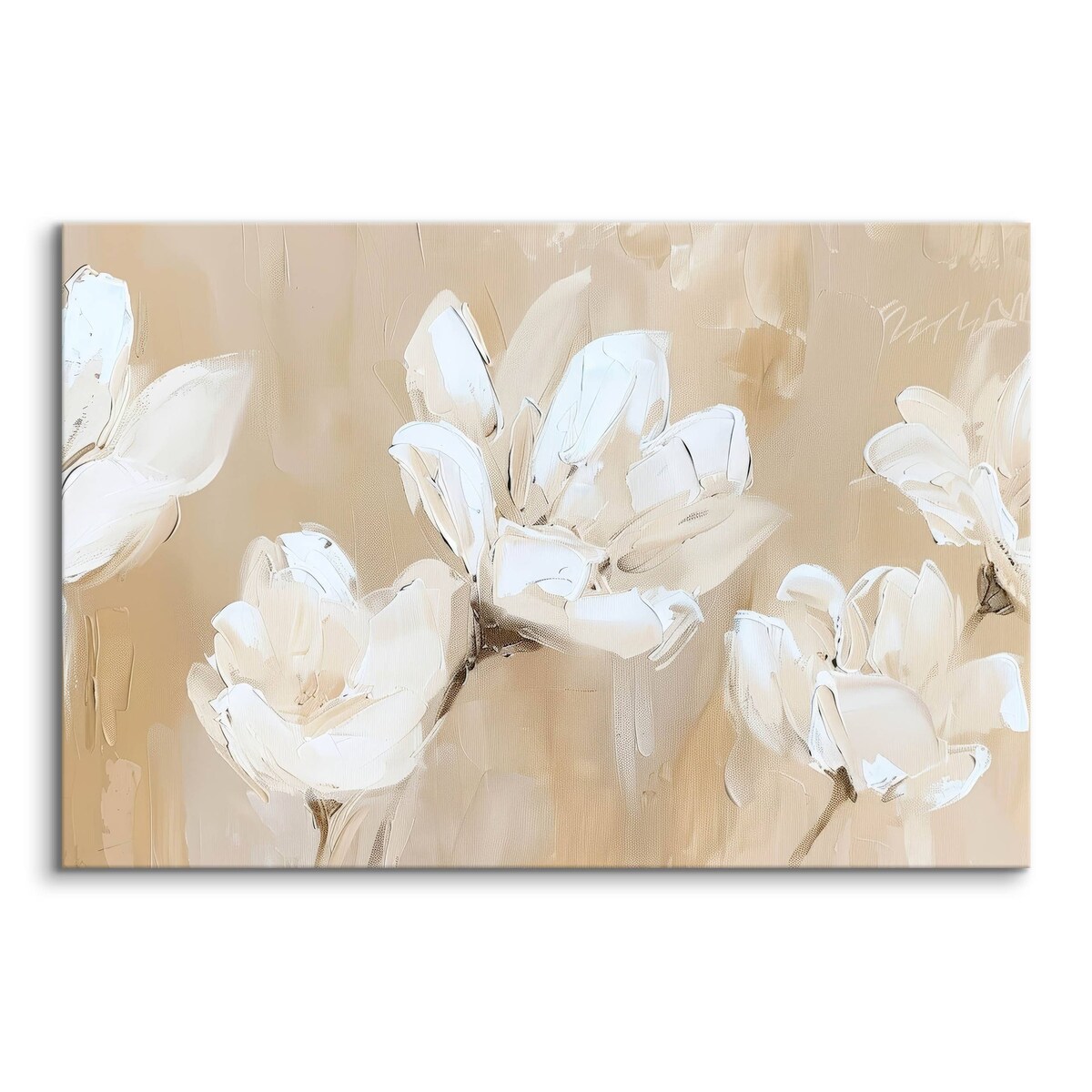 Obraz Na Płótnie Do Sypialni Białe Kwiaty Natura Malarstwo Vintage 70x50cm