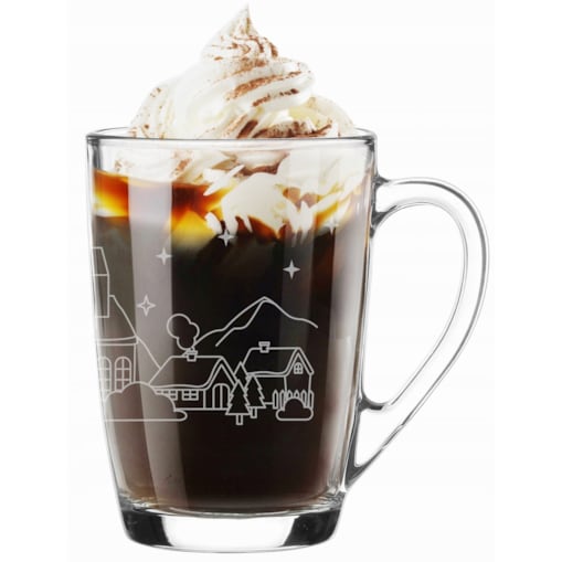 Kubek ŚWIĄTECZNY z nadrukiem do kawy herbaty Ala Domki 300ml