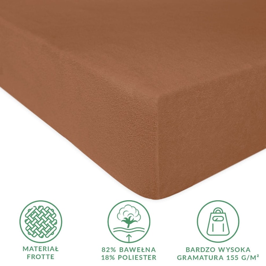 Prześcieradło frotte z gumką 160x200 kolor czekolada