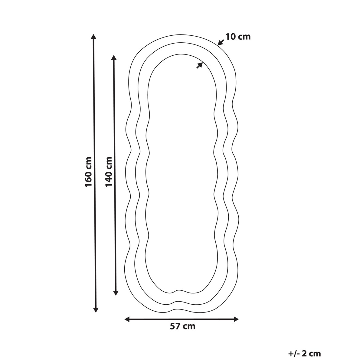 Lustro ścienne welurowe 57 x 160 cm niebieskie LACS