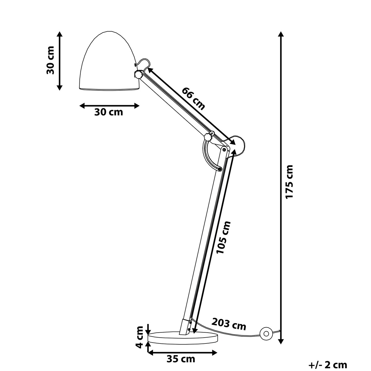 Lampa podłogowa HETTON Regulowana Drewno dębowe Czarny