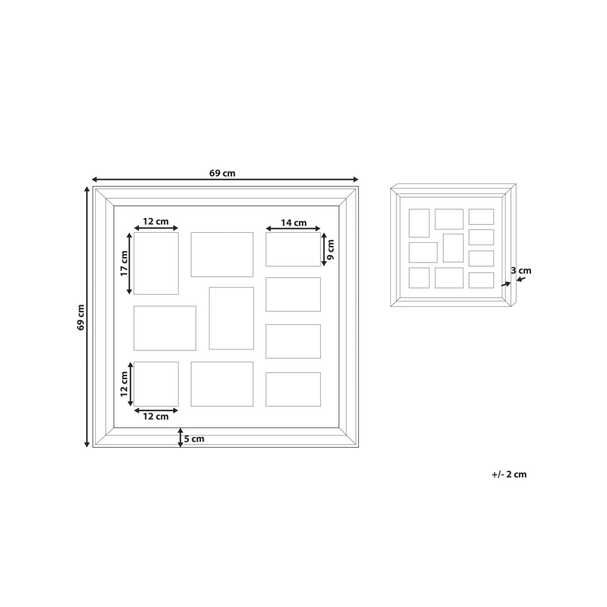 Multiramka na 10 zdjęć lustrzana srebrna DALABA