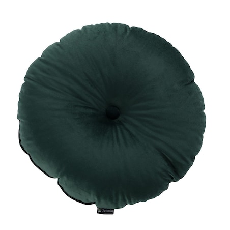 Poduszka okrągła z guzikiem, ciemny zielony, ⌀37 cm, Velvet